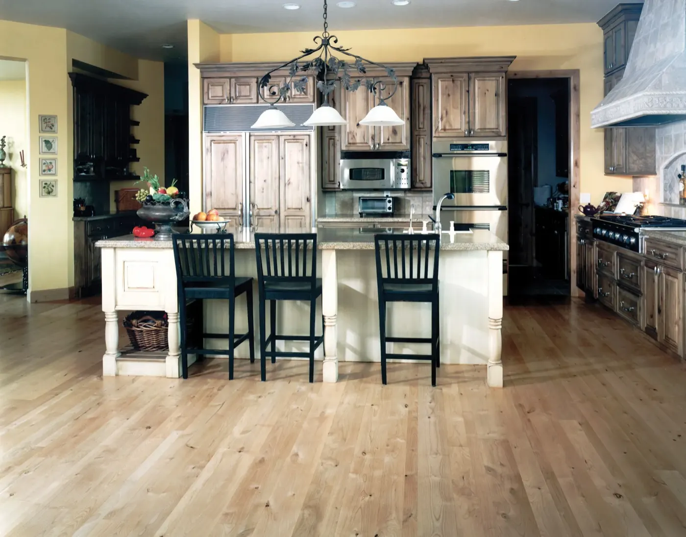 Hardwood Kitchen Floor with Island