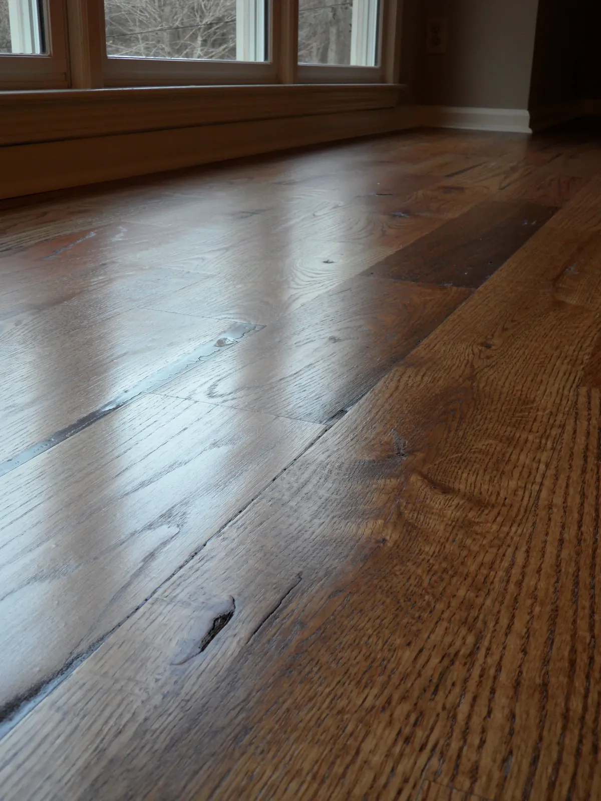 Close-Up — Refinished Rustic Oak Grain Detail